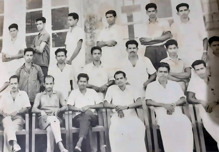 With his colleagues at the engineering college