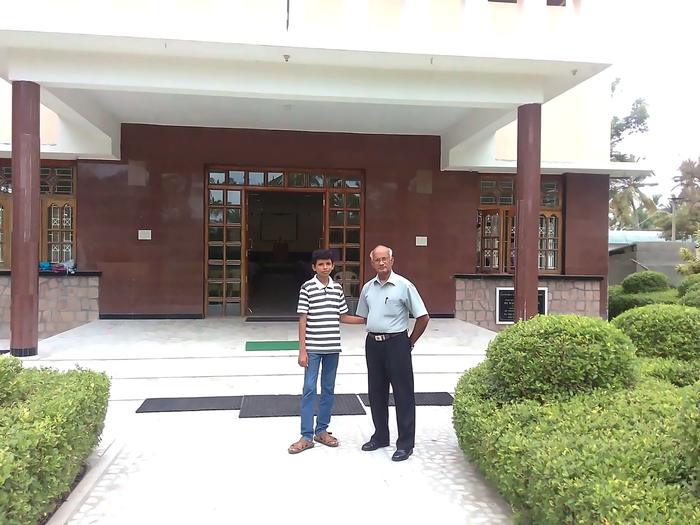 Mr. T.A. Pathrose Tholanikunnel with his grandson Godwin at South India Baptist Bible College
