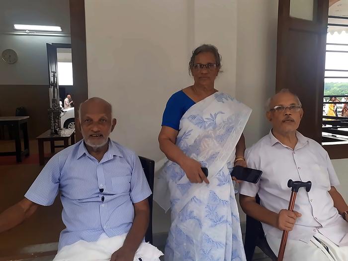 Mr. T.A. Pathrose Tholanikunnel with his sister Dr. Kunjamma and brother T.A. Paulose