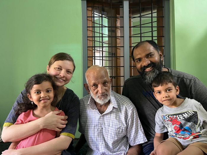 Mr. T.A. Pathrose Tholanikunnel with Teddy, Emily and their two children